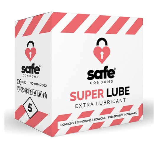 Prezerwatywy nawilżane - Safe Super Lube 5 szt